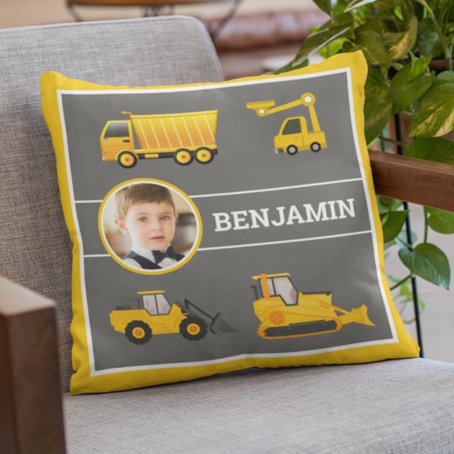 Coussin Excavateur Camion de construction Camion Photo Sal (Créateur téléchargé)