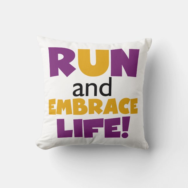 Coussin Exécuter Embrasser la vie violet jaune (Recto)