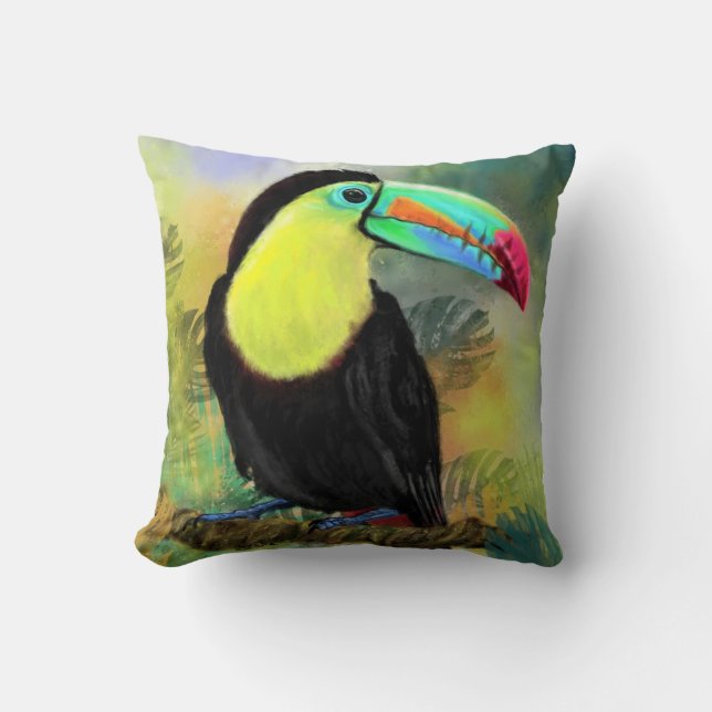 Coussin Exotique Tropical Toco Toucan Bird - Peinture Mign (Recto)
