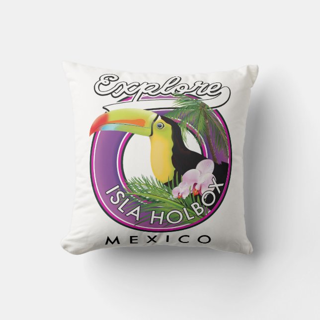 Coussin explorer la plage d'Isla Holbox au Mexique patch d (Recto)