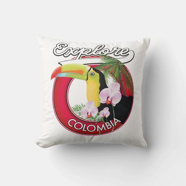 Coussin Explorer le logo rétro de Colombie (Recto)