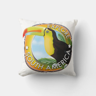Coussin Explorer le logo vintage d'Amérique du Sud