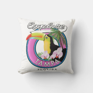 Coussin Explorer Tampa Floride logo rétro
