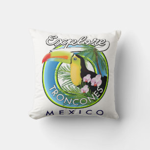 Coussin Explorer Troncones Mexique logo rétro