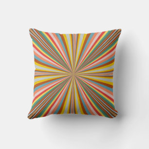 Coussin Explosion Colorée De Rayures Rétro