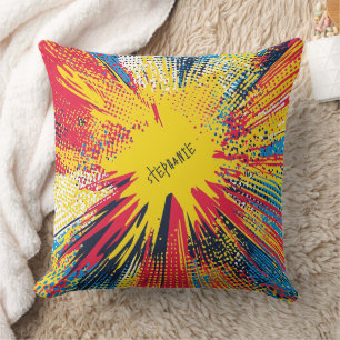 Coussin Explosion d'art pop de style comique (3)