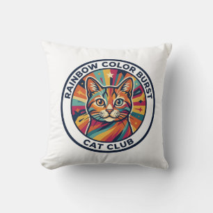 Coussin Explosion de couleurs arc-en-ciel Chat Design de c