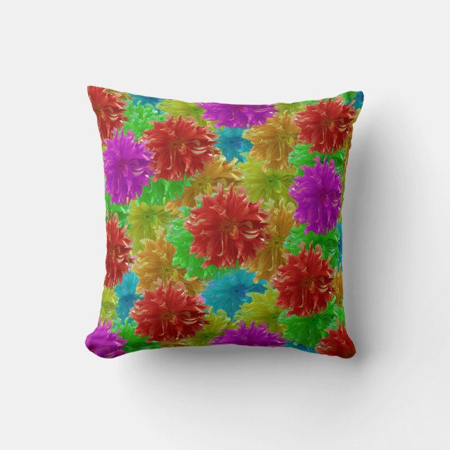 Coussin Explosion de fleurs Rainbow Dahlia (Recto)