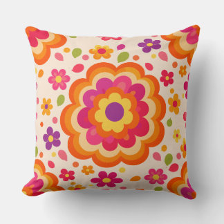 Coussin Explosion de fleurs rétro 1972