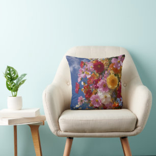 Coussin Explosion de fleurs sauvages de prairie estivale -