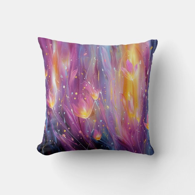 Coussin Explosion florale lumineuse abstraite (Recto)