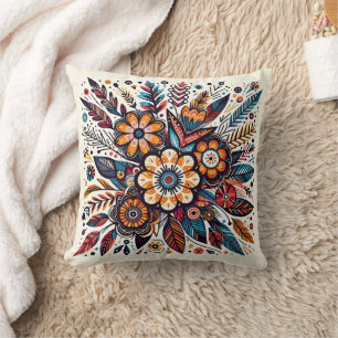 Coussin Explosion florale vive dans les teintes automnales