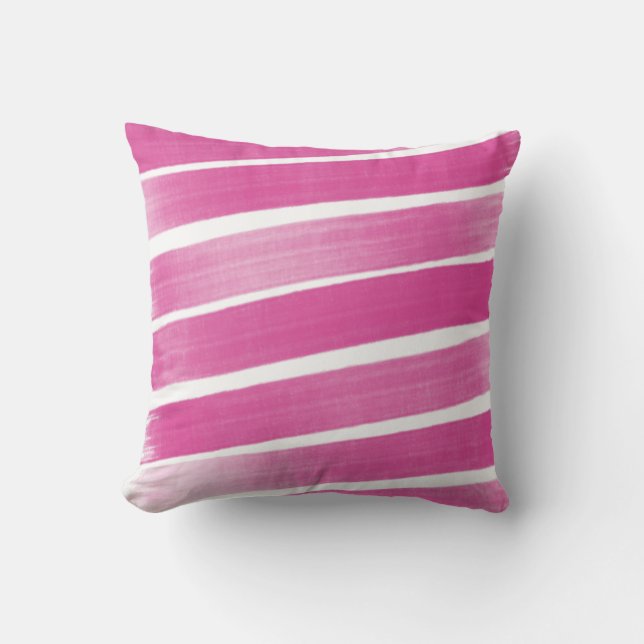 Coussin extérieur aux Abstraites rayures roses cha (Recto)