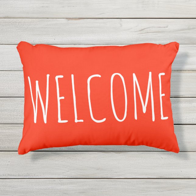 Coussin extérieur bienvenu d'accent de patio (Devant)