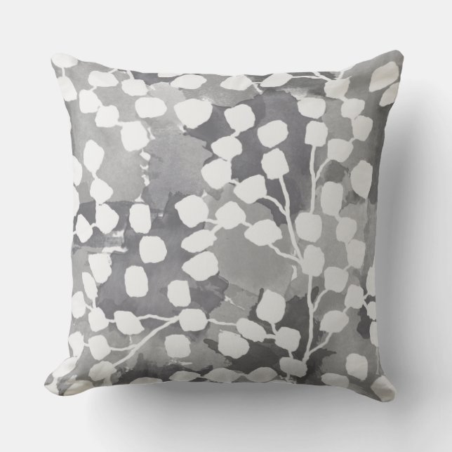 Coussin extérieur botanique - gris (Recto)