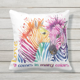 Coussin extérieur d'arc-en-ciel de zèbre