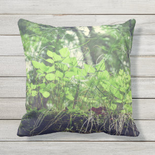 Coussin extérieur de feuille de forêt de vert