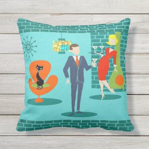 Coussin extérieur de l'âge de la caricature Retr