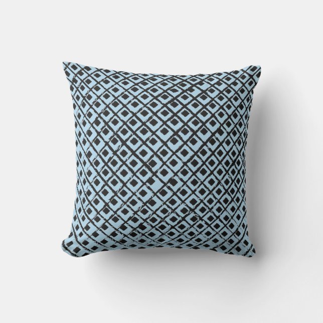 Coussin extérieur en Carré bleu et noir géométriqu (Recto)