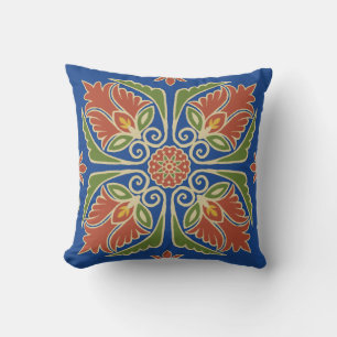 Coussin extérieur en carreau de Talavera floral