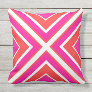 Coussin extérieur géométrique rose orange