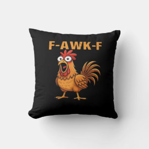 Coussin F-Awk-F Poulet F-Caw-F Coq Humour Drôle Mème
