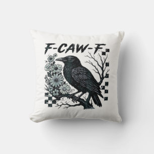 Coussin F-Caw-F Corbeau Oiseau Rétro Classique