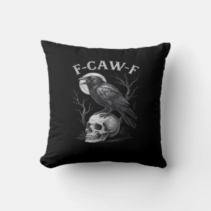 Coussin F-Caw-F Corbeau Oiseau Rétro Vintage Gothique Lune