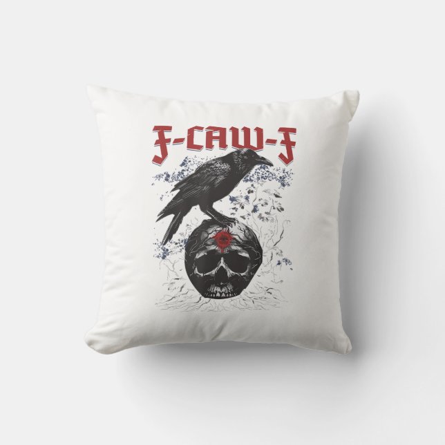 Coussin F-Caw-F Funny Halloween Crow Raven Gothic Humor (Recto)