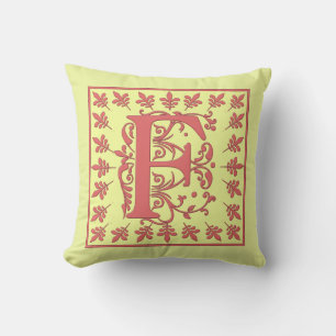 Coussin F PREMIÈRE ORTHÈSE - F rose sur fond JAUNE