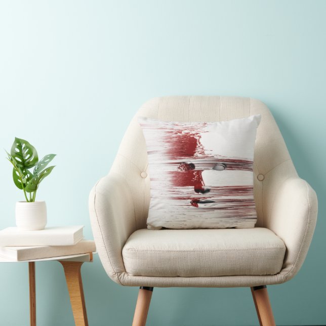 Coussin Face Abstraite en rouge (Chaise)