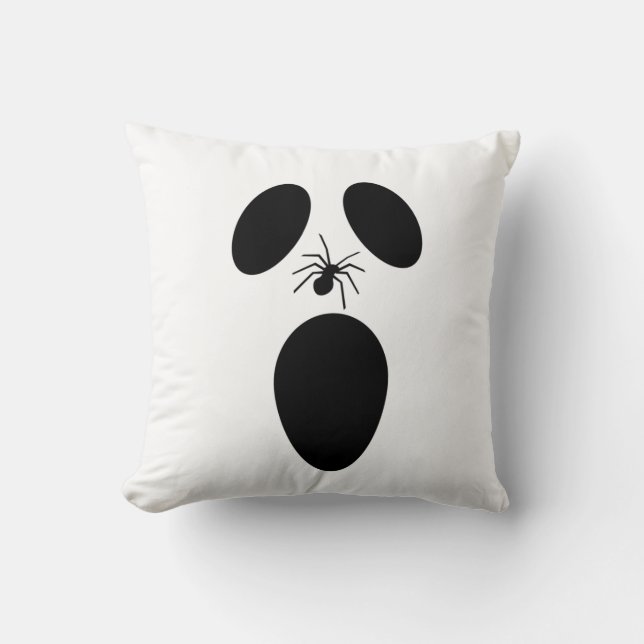 Coussin Face fantôme noir et blanc d'Halloween (Recto)