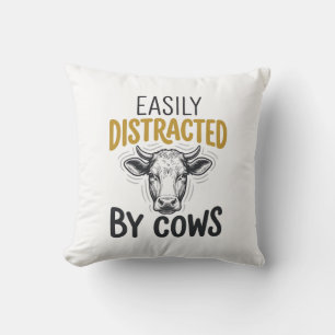 Coussin Facilement Distrait Par Les Vaches Drôle De T-Shir