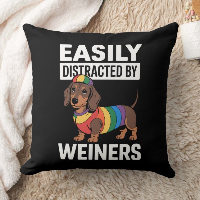 Coussin Facilement Distrait Par Weiners LGBTQ Rainbow Gay (Couverture)