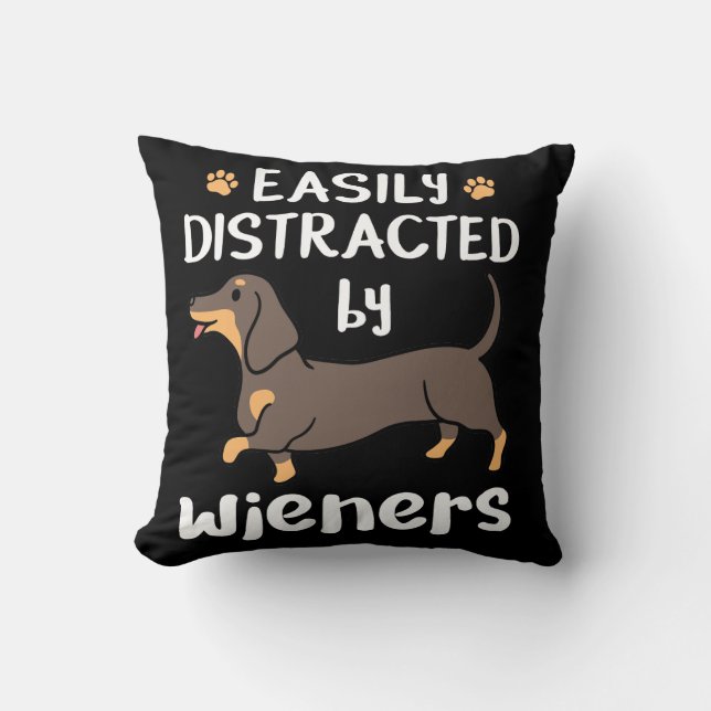 Coussin Facilement distrait par Wieners Dachshund Chien dr (Recto)
