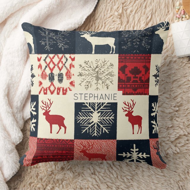 Coussin Fair Isle Patchwork | Reindeer (Couverture)