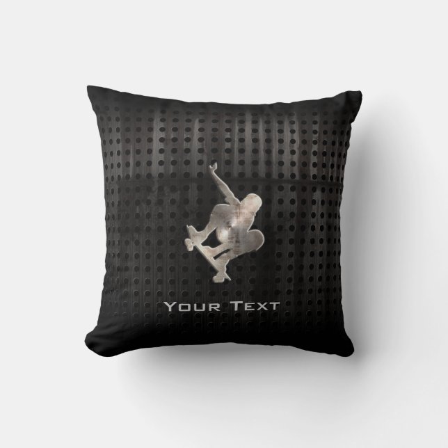 Coussin Faire de la planche à roulettes ; Noir frais (Recto)