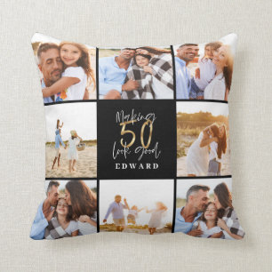 Coussin Faire paraître 50 beaux anniversaire de photo noir