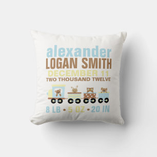 Coussin Faire-part de naissance de train de jouets pour an