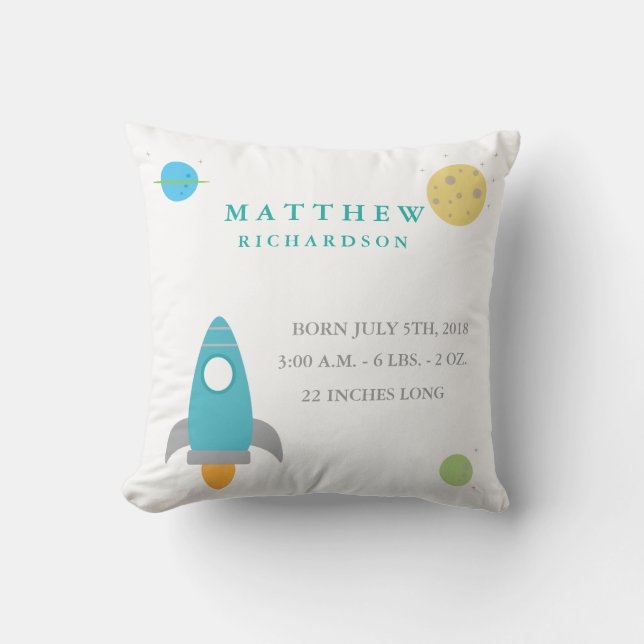 Coussin Faire-part de naissance spatial extra-atmosphériqu (Recto)
