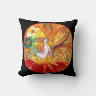 Coussin FAIRY OF THE FLOWERS, Imaginaire jaune rouge noir