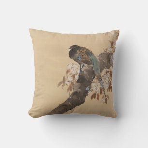 Coussin Faisan sur branche de fleurs de cerisier par Ohara