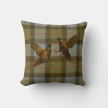 Faisans combattants sur fond tweed / tartan