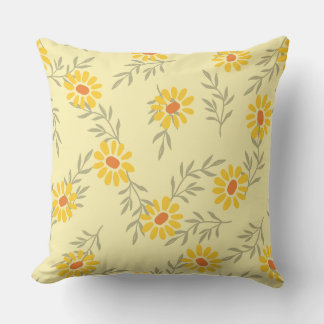Coussin Faisceaux jaunes et feuilles vert doux Jaillir ore