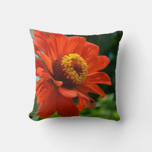 Coussin Faisée orange, zinnia, cosmo