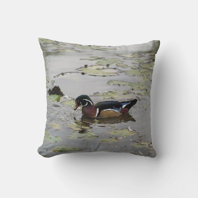 Coussin fait sur commande de canards en bois (Recto)