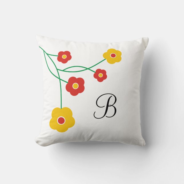 Coussin fait sur commande de monogramme : Fleurs (Recto)