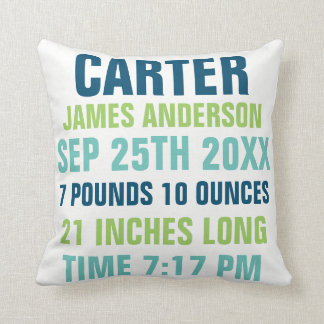 Coussin fait sur commande de stat de naissance de