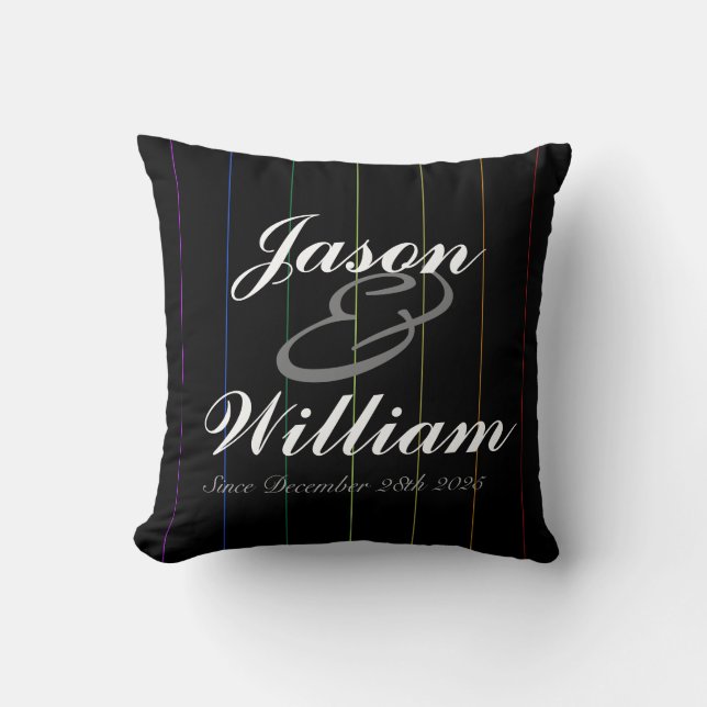 Coussin fait sur commande rayé d'anniversaire (Recto)
