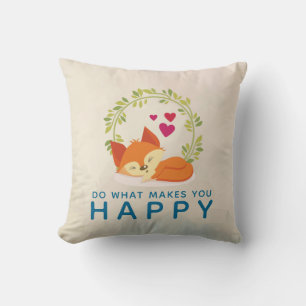 Coussin Faites ce qui vous rend heureux Renard dormant ave